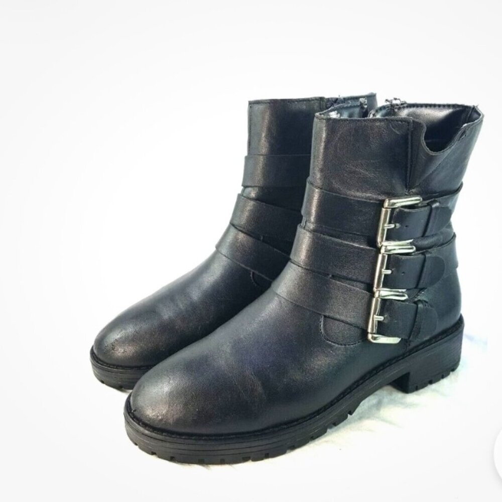 STEVE MADDEN  MALY LEATHER MOTO LUG SOLE BOOTS - SZ 7.5  *NWOT